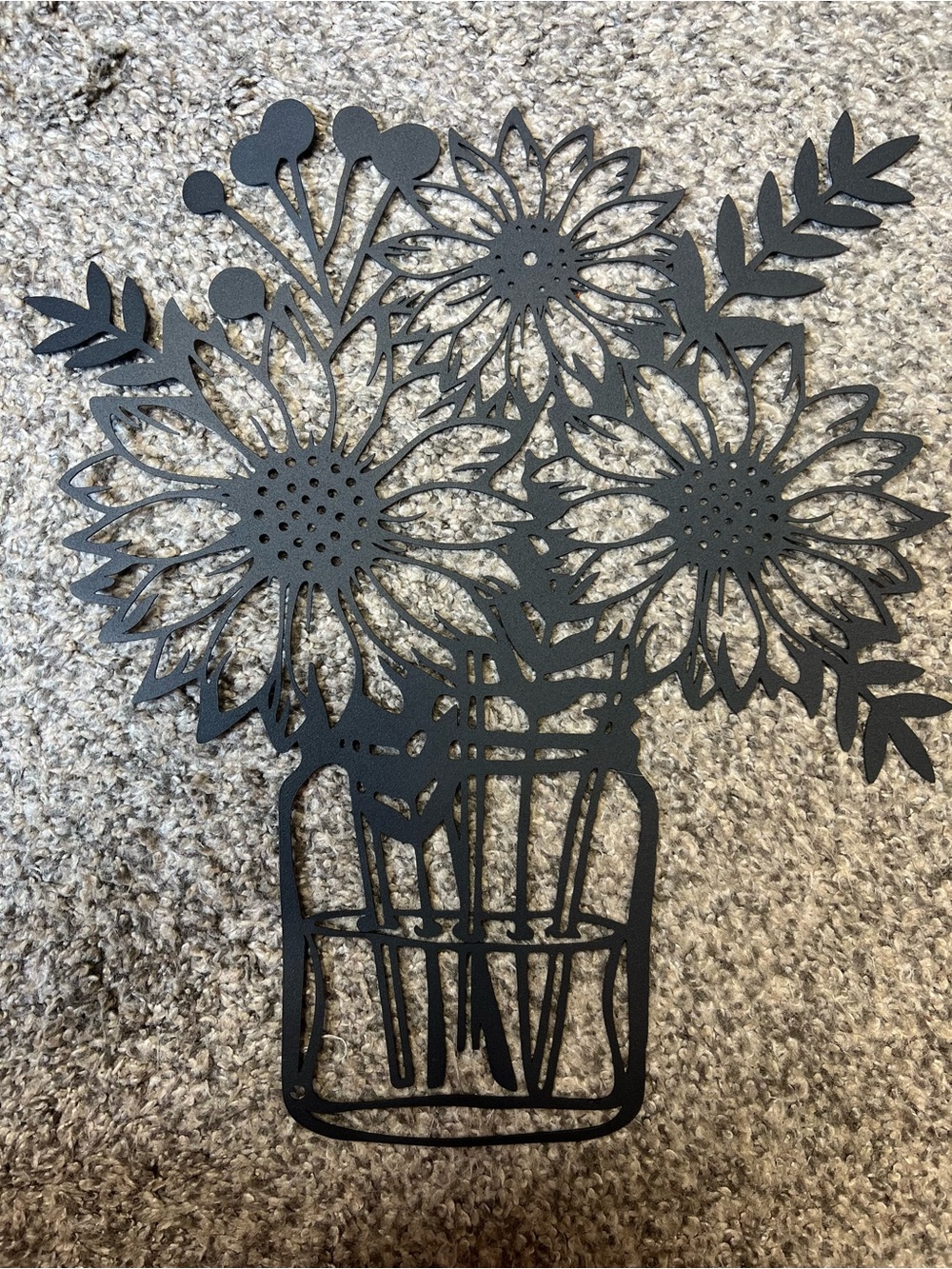 Black Floral Mason Jar Wall Art
